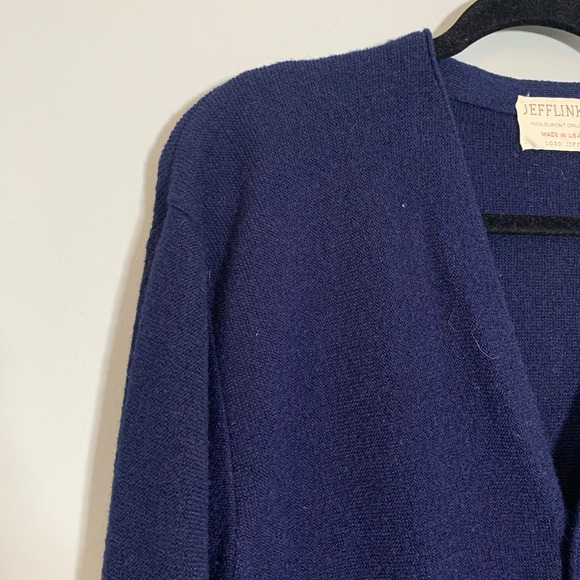 Vintage Lord Jeff Jefflinks Navy Blue Button Cardigan Sweater Made in USA - Picture 3 of 10